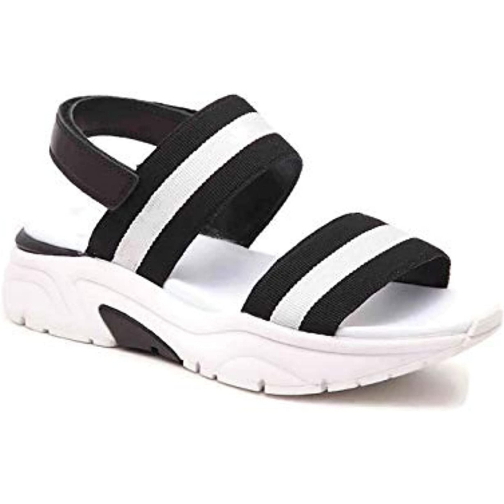 Marc Fisher Nelson Chunky Sandal Black White 7.5